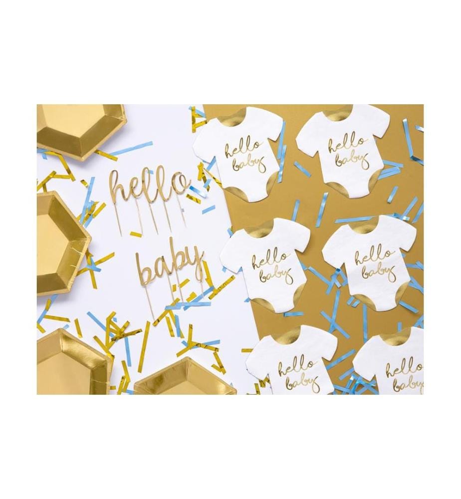 PARTYDECO - Serviettes en papier Hello Baby grenouillère 20 Pièce/sblanc/or