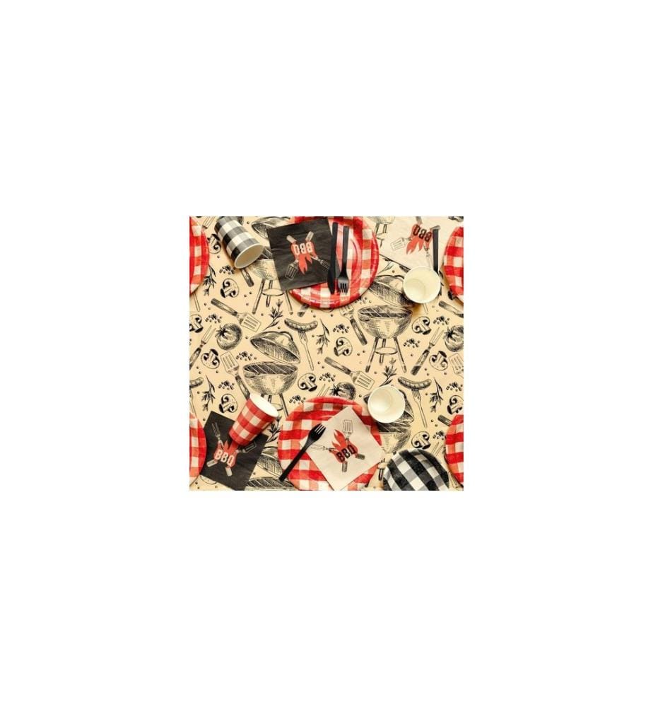 PARTYDECO - Tischdecke Grill 120 cm x 180 cm, Cream
