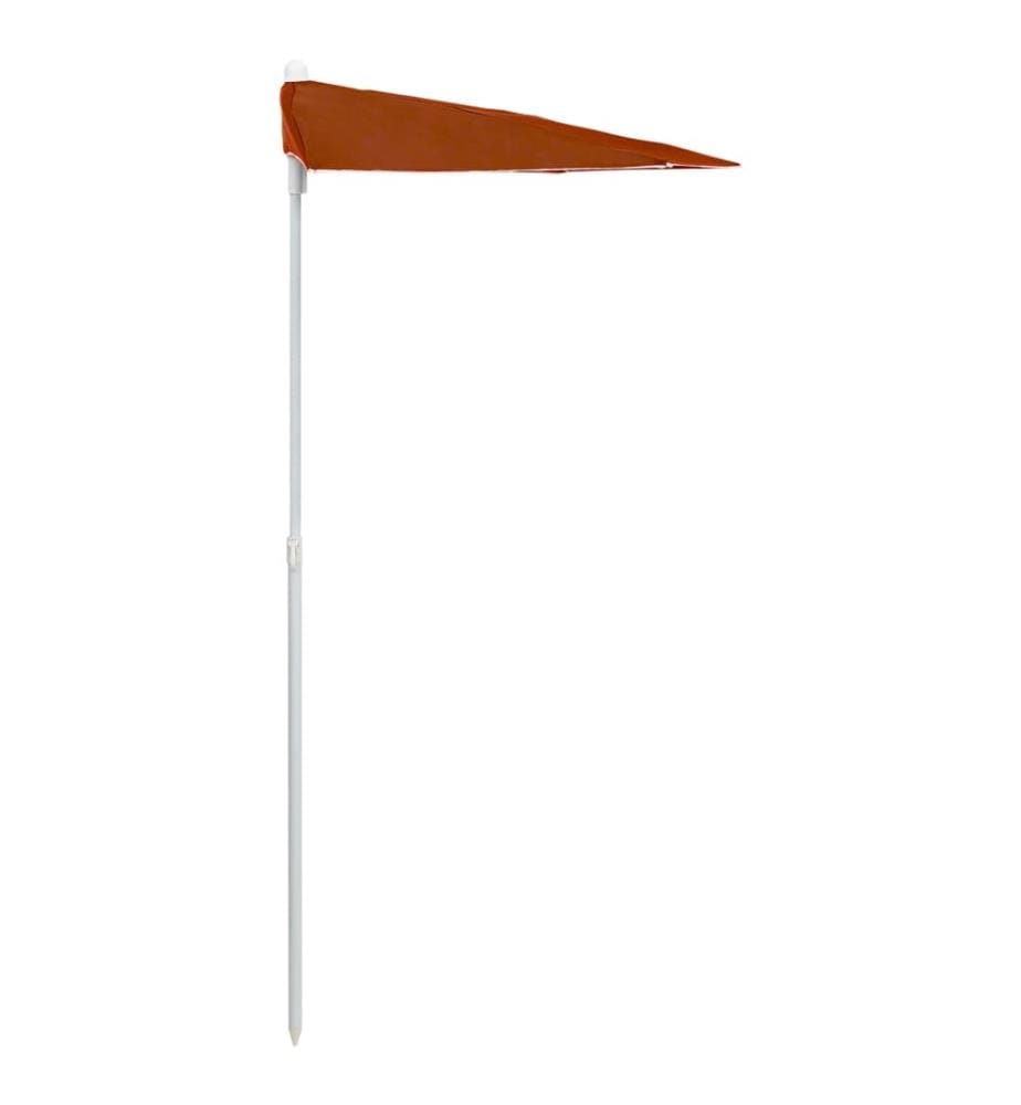 Demi-parasol de jardin avec mât 180x90 cm Terre cuite