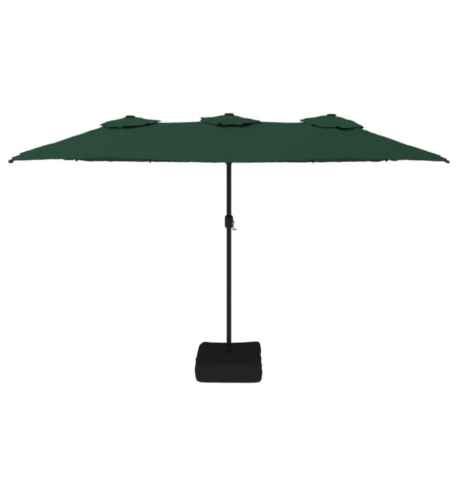 Doppelsonnenschirm mit LEDs Grün 449x245 cm