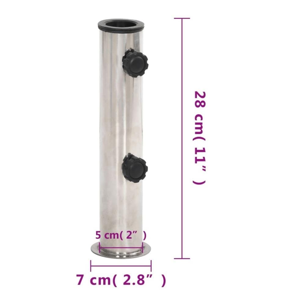 Sonnenschirmständer für Ø38/48 mm Mast Silbern Edelstahl