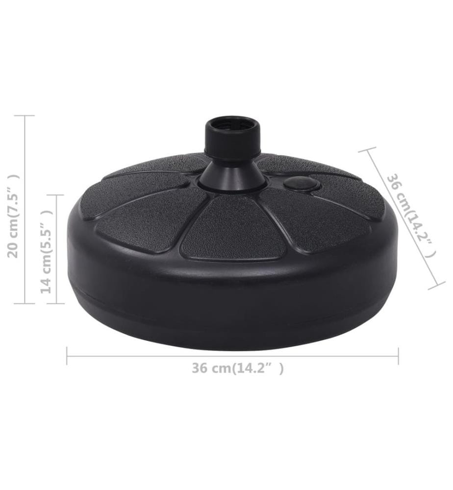 Socle de parasol Rempli de sable/d'eau 15 L Noir