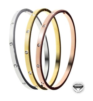 3er-Set Armbänder aus Edelstahl mit funkelnden Kristallen - Silber