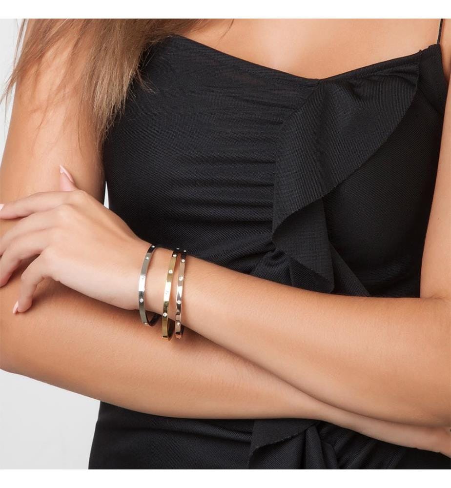3er-Set Armbänder aus Edelstahl mit funkelnden Kristallen - Silber