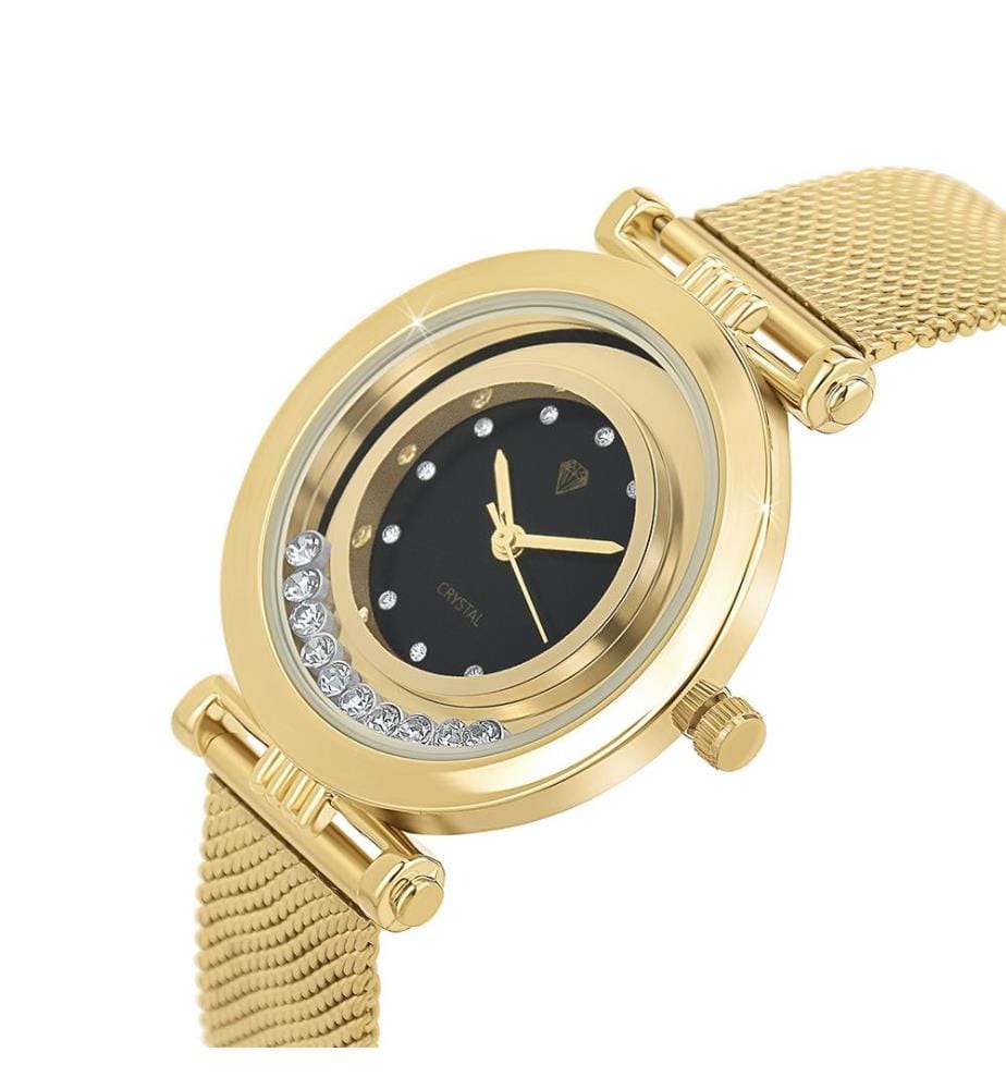 Orologio elegante con cristalli scintillanti - Oro e nero