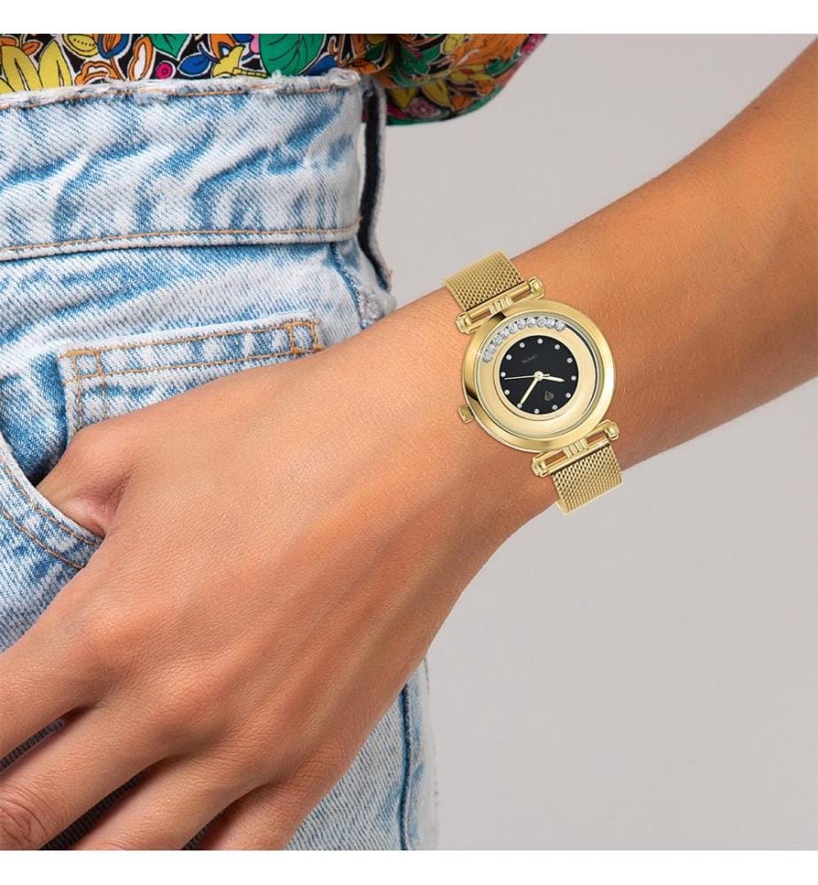Orologio elegante con cristalli scintillanti - Oro e nero