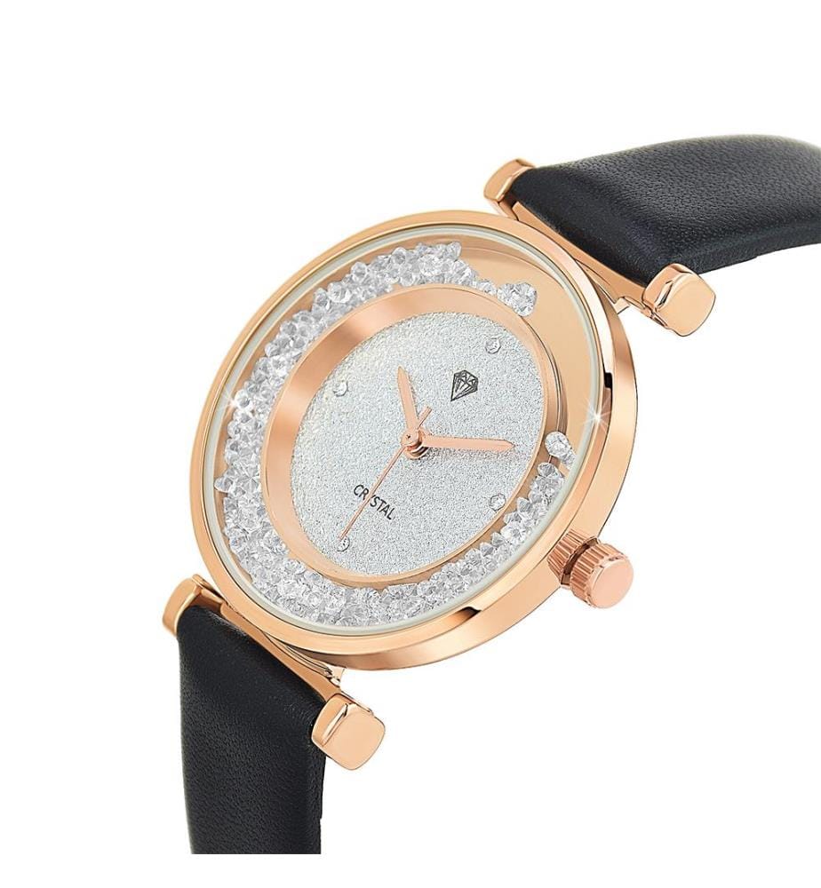 Orologio elegante con cristalli scintillanti - Oro e nero