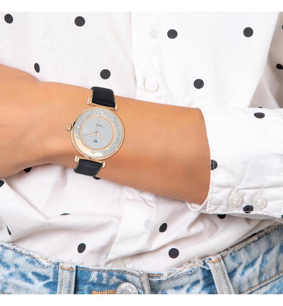 Orologio elegante con cristalli scintillanti - Oro e nero