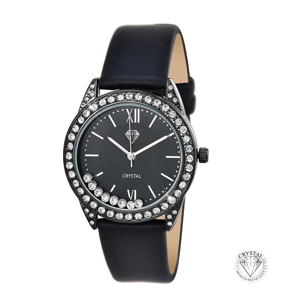 Montre élégante ornée de Cristaux scintillants - Noir