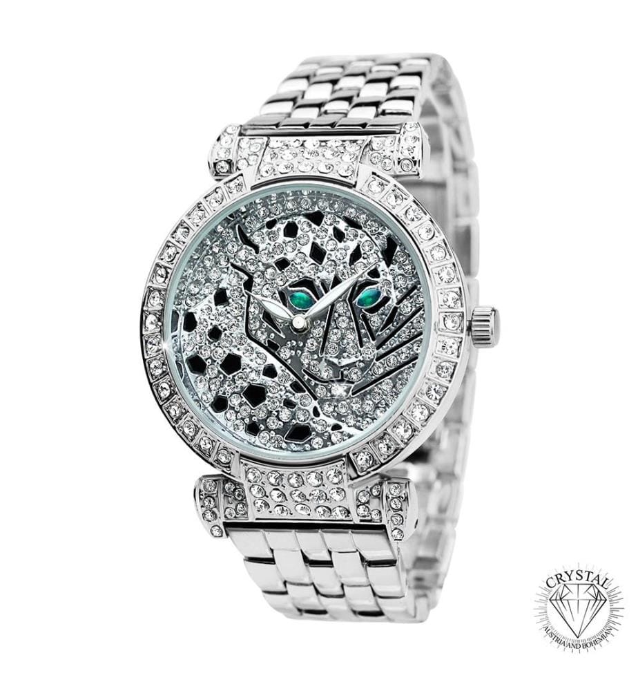 Elegante Uhr mit funkelnden Kristallen - Silber