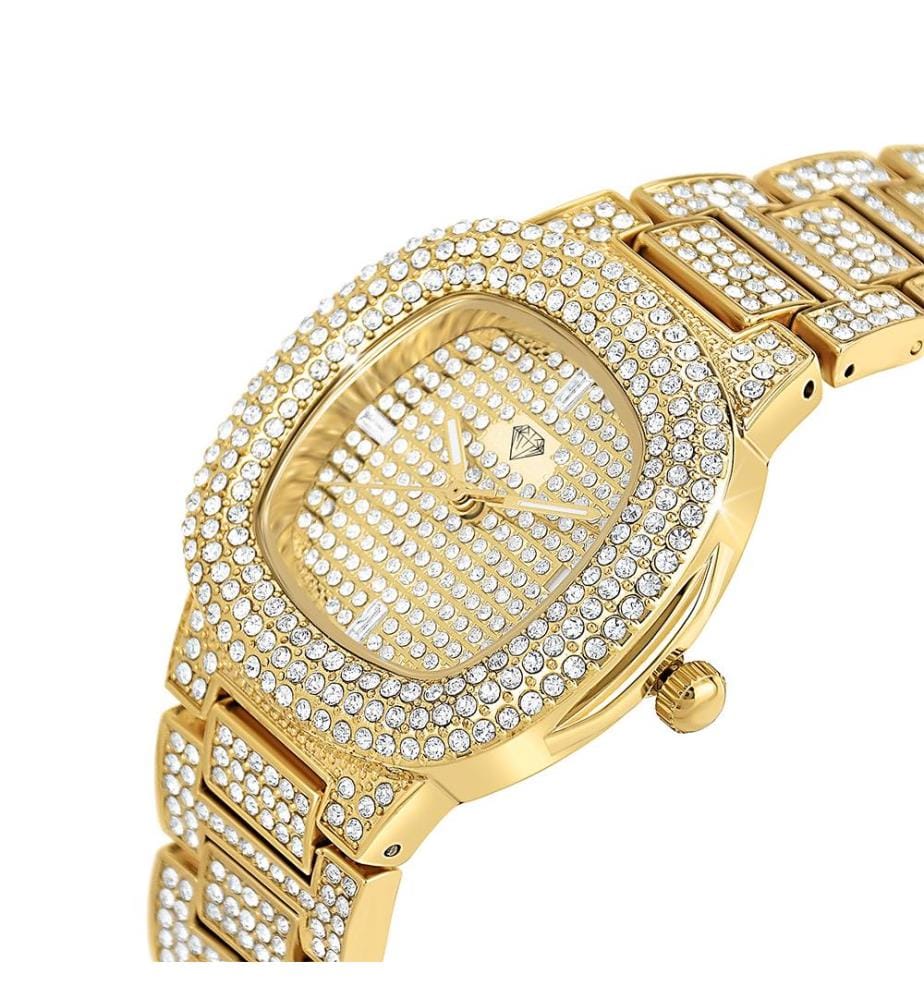 Montre ornée de Cristaux scintillants - Doré