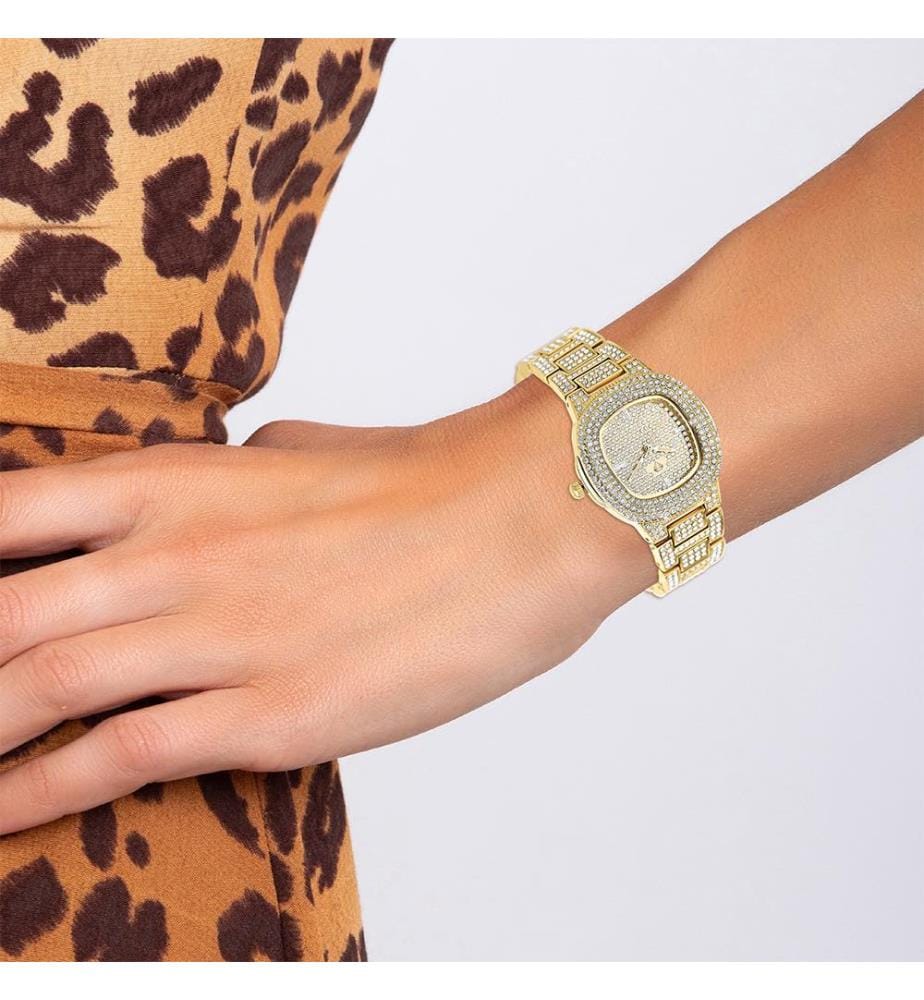 Montre ornée de Cristaux scintillants - Doré