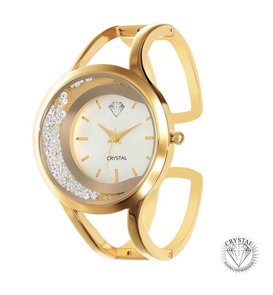 Montre ornée de Cristaux scintillants - Doré