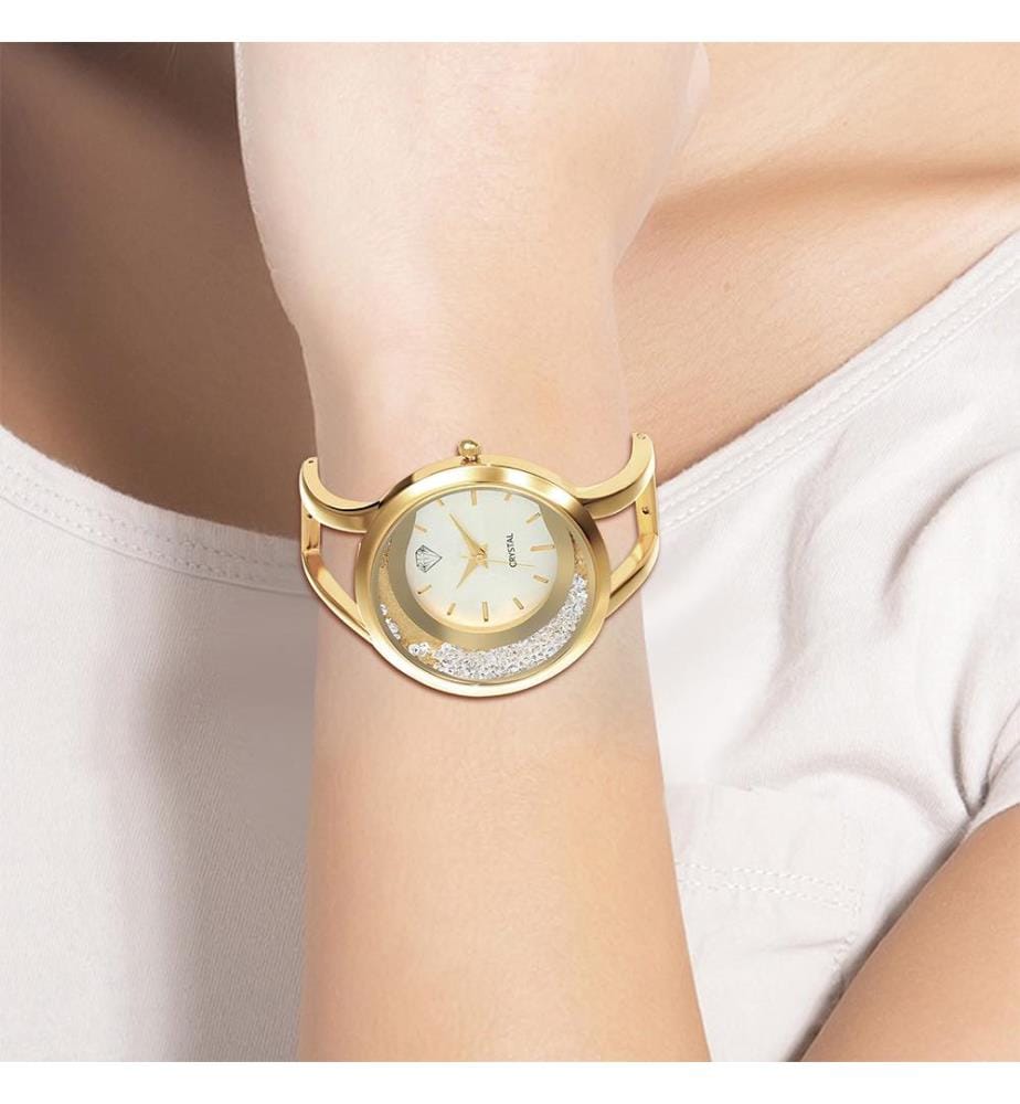 Montre ornée de Cristaux scintillants - Doré