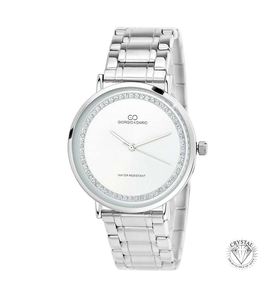 Elegante Lou Uhr mit funkelnden Kristallen - Silber