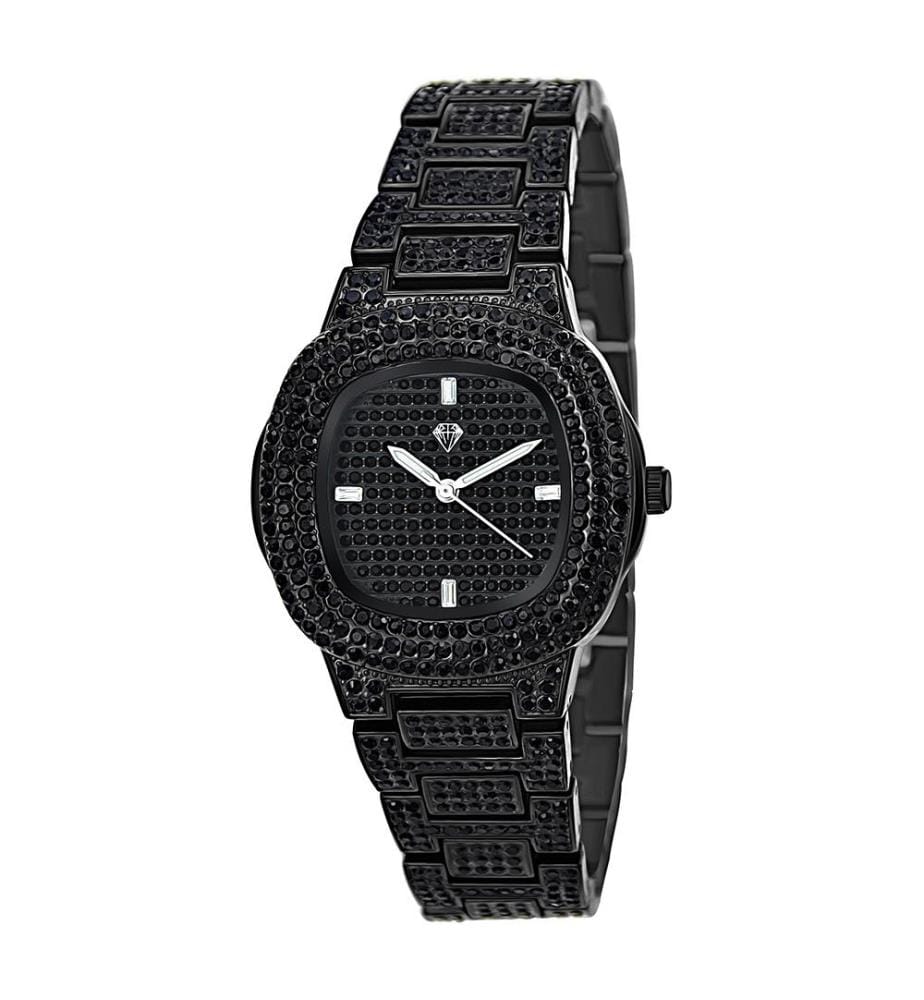Elegante Uhr mit funkelnden Kristallen - Schwarz