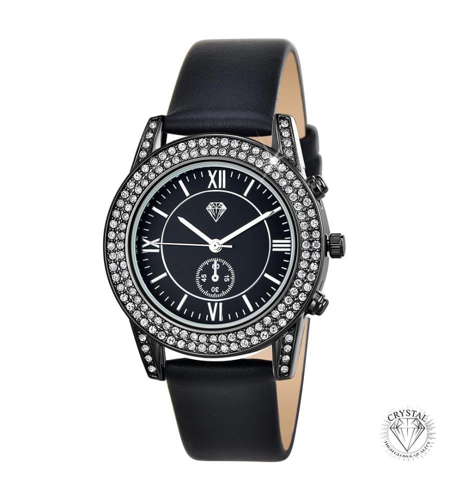 Elegante Elyssa Uhr mit funkelnden Kristallen - Schwarz