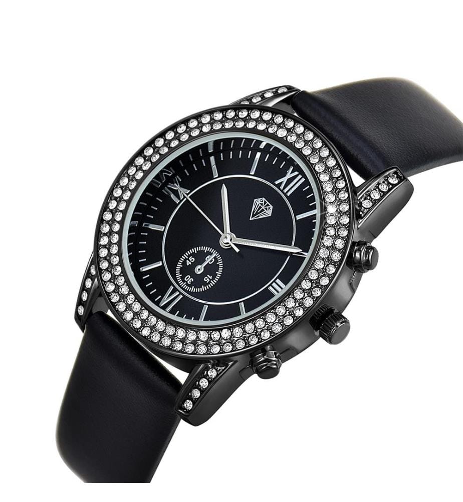 Elegante Elyssa Uhr mit funkelnden Kristallen - Schwarz