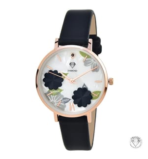 Elegante Uhr mit einem echten schwarzen Diamanten - Schwarz
