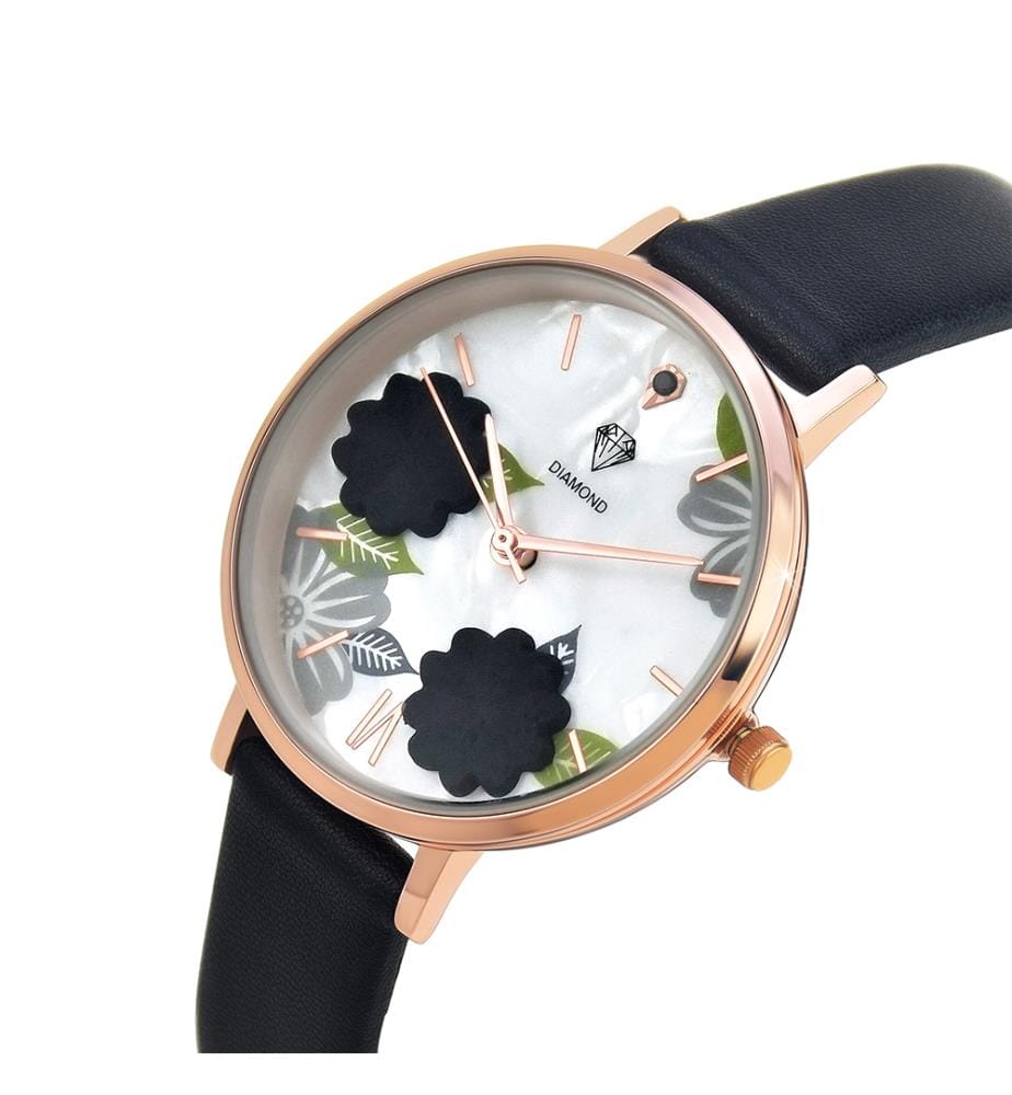Elegante orologio impreziosito da un autentico diamante nero - Nero