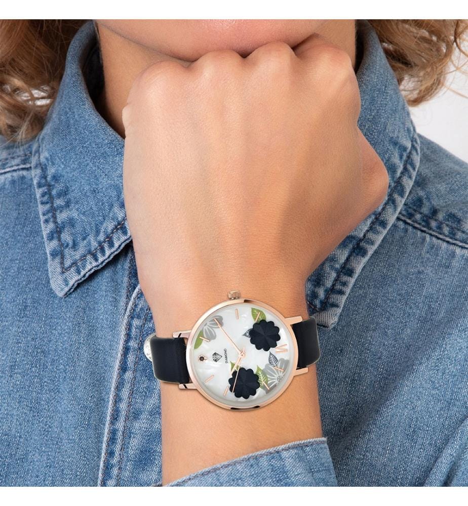 Elegante orologio impreziosito da un autentico diamante nero - Nero