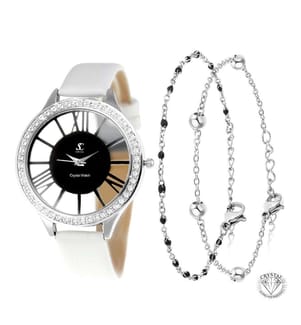 Elegante, mit österreichischen Kristallen verzierte Uhr und ihre Armbänder