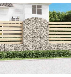 Gabione mit Hochbogen 150x30x200/220 cm Verzinktes Eisen