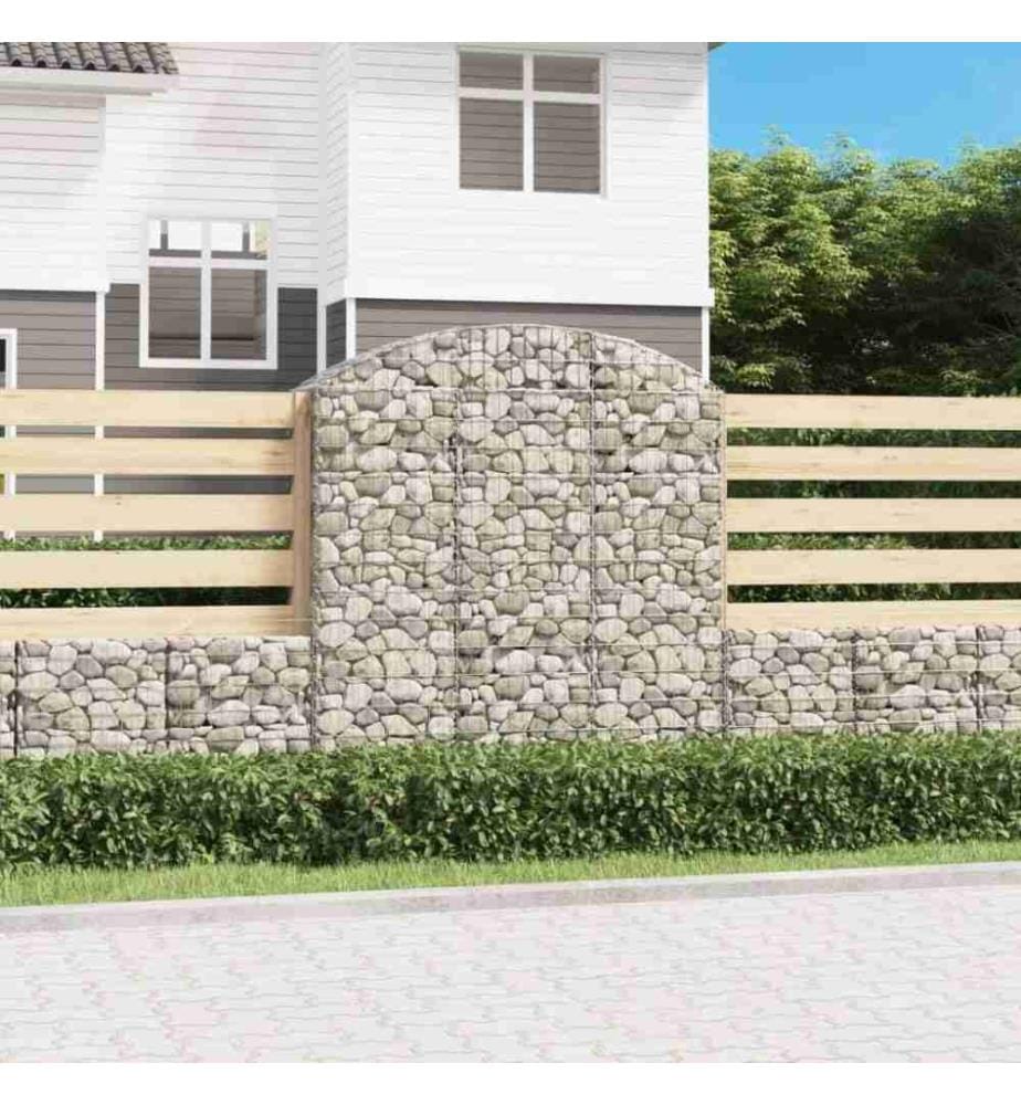 Gabione mit Hochbogen 150x50x160/180 cm Verzinktes Eisen