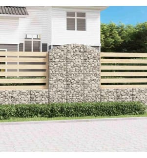 Gabione mit Hochbogen 150x50x180/200 cm Verzinktes Eisen