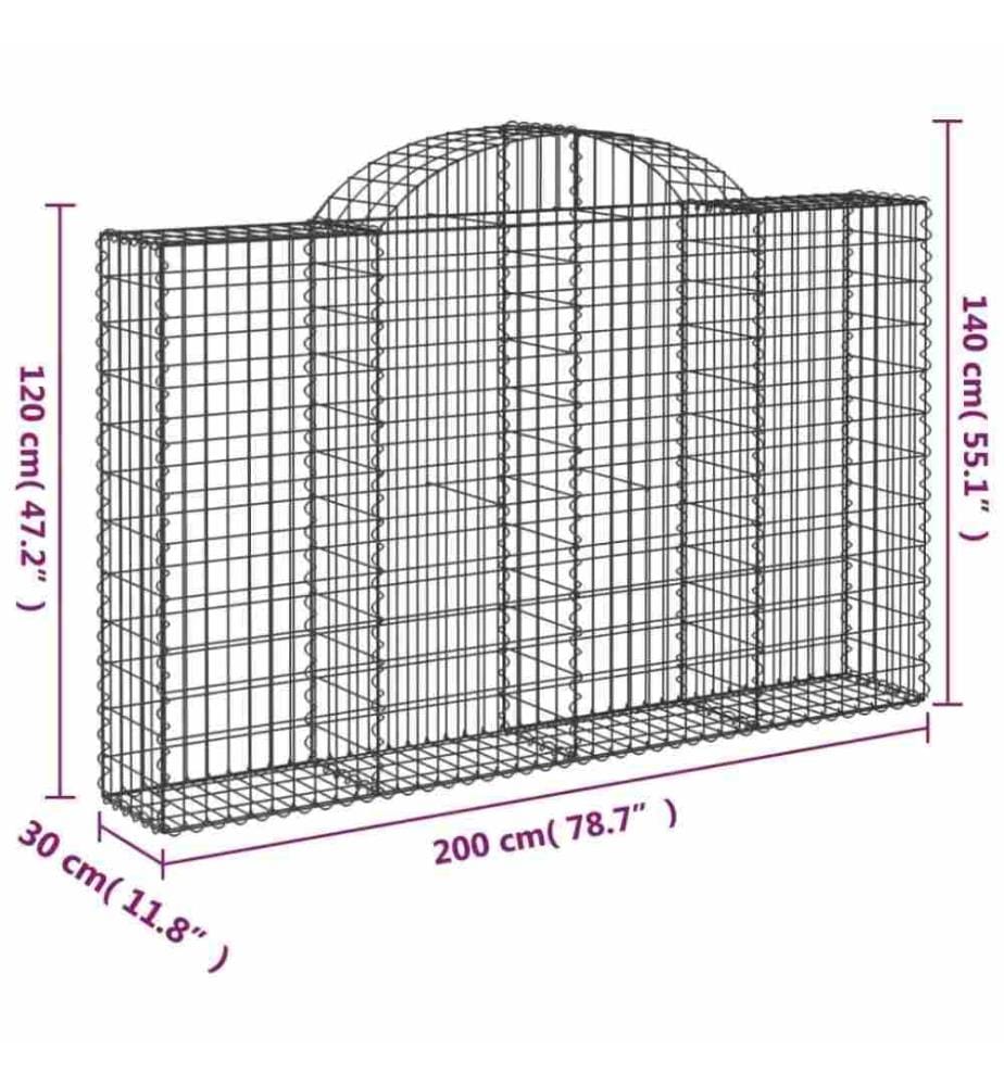 Panier de gabions arqué 200x30x120/140 cm Fer galvanisé