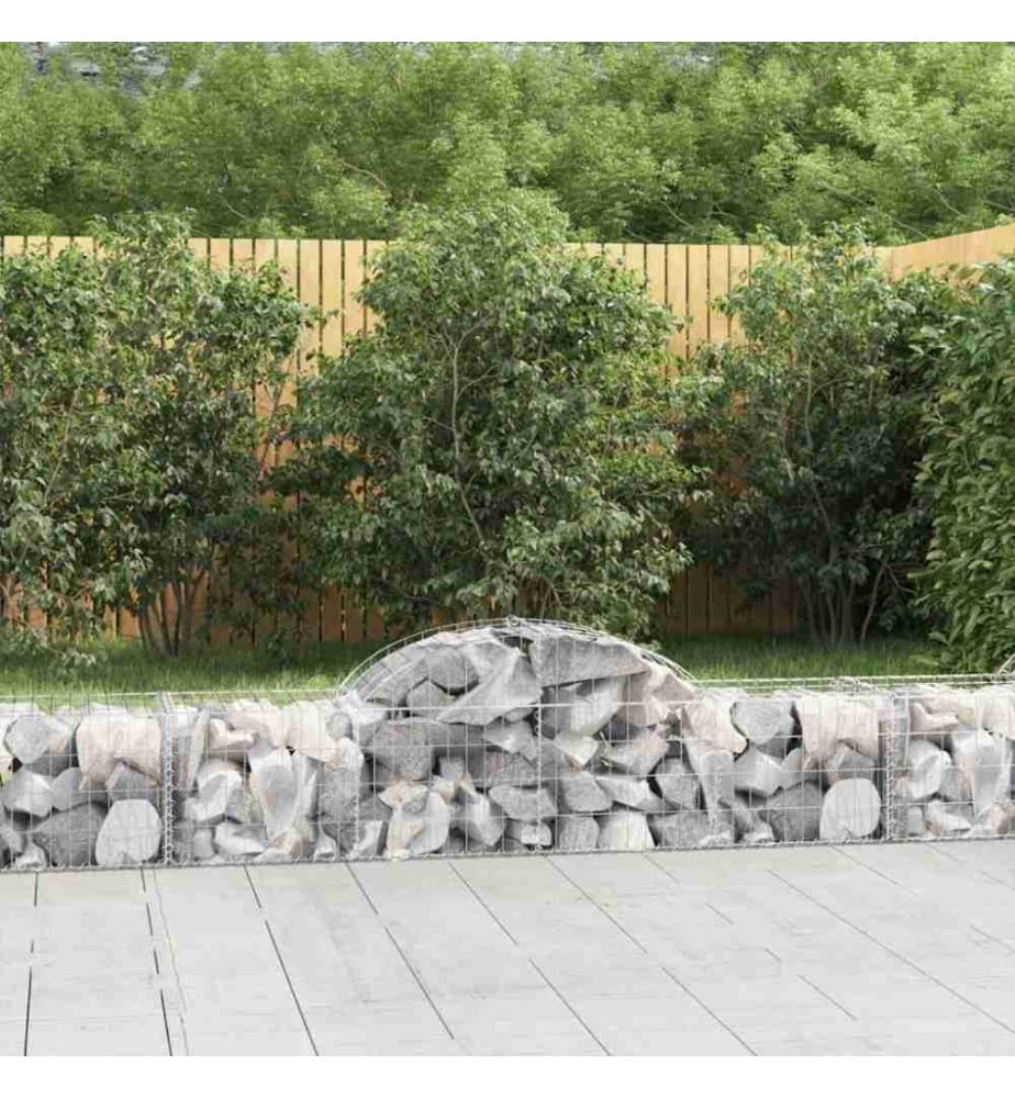 Gabione mit Hochbogen 200x50x40/60 cm Verzinktes Eisen