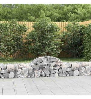 Gabione mit Hochbogen 200x50x40/60 cm Verzinktes Eisen