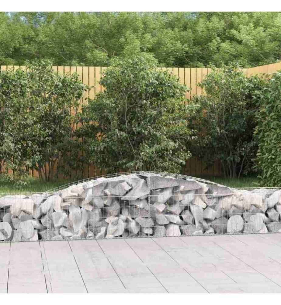Gabione mit Hochbogen 400x50x40/60 cm Verzinktes Eisen
