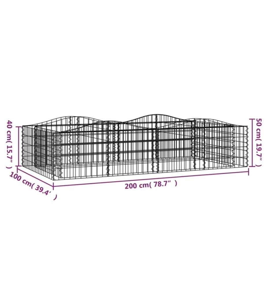 Gabionen-Hochbeet mit Hochbogen 200x100x50 cm Verzinktes Eisen