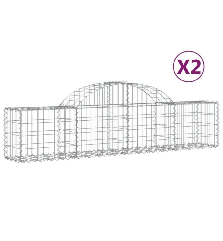 Paniers à gabions arqués 2 pcs 200x30x40/60 cm Fer galvanisé