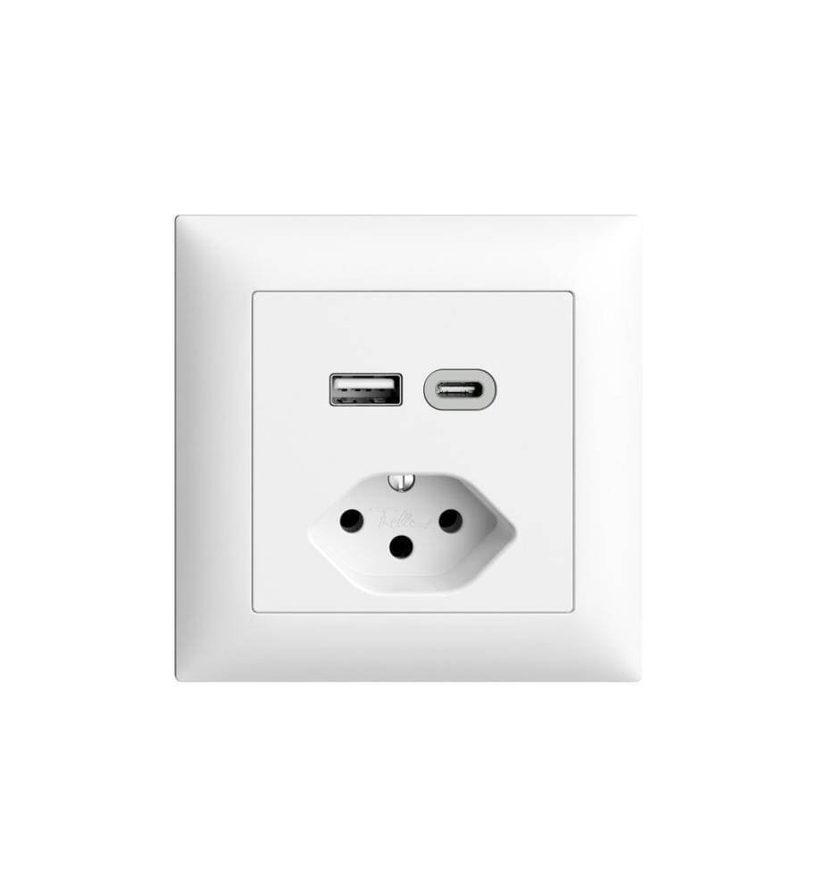 FELLER - EDIZIOdue Steckdose 1x USB A, 1x USB C 3 A, 15 W