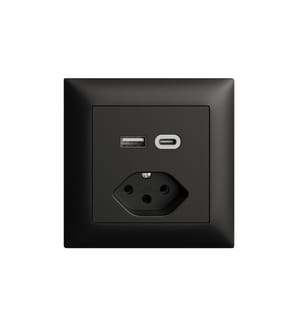 FELLER - EDIZIOdue Steckdose 1x USB A, 1x USB C 3 A, 15 W, Schwarz
