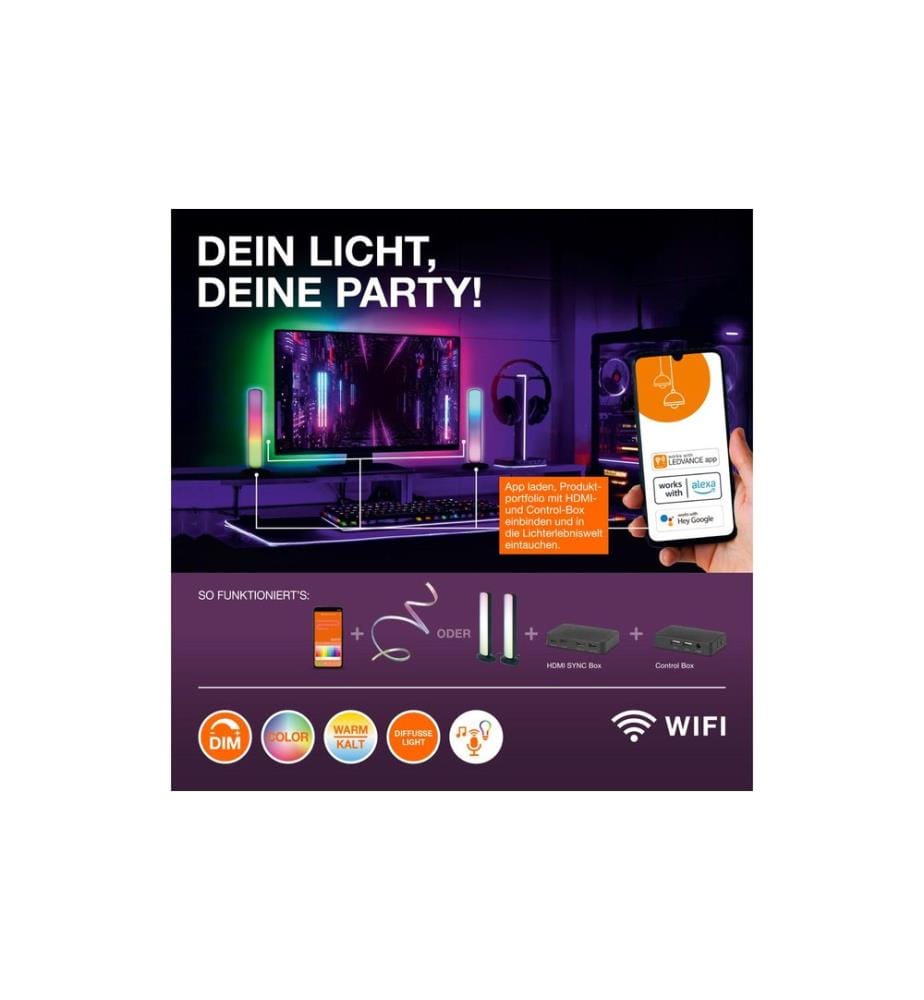 LEDVANCE - Lampe sur pied Smart+ Floor Corner Slim, 80 cm, blanc