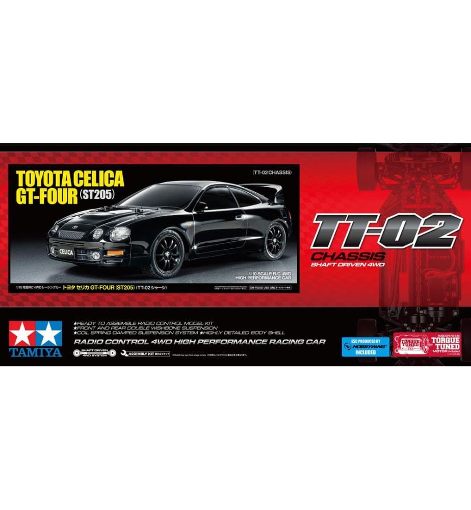 TAMIYA - Voiture de tourisme Toyota Celica GT-Four (ST205) TT-02 Kit de construction 1:10