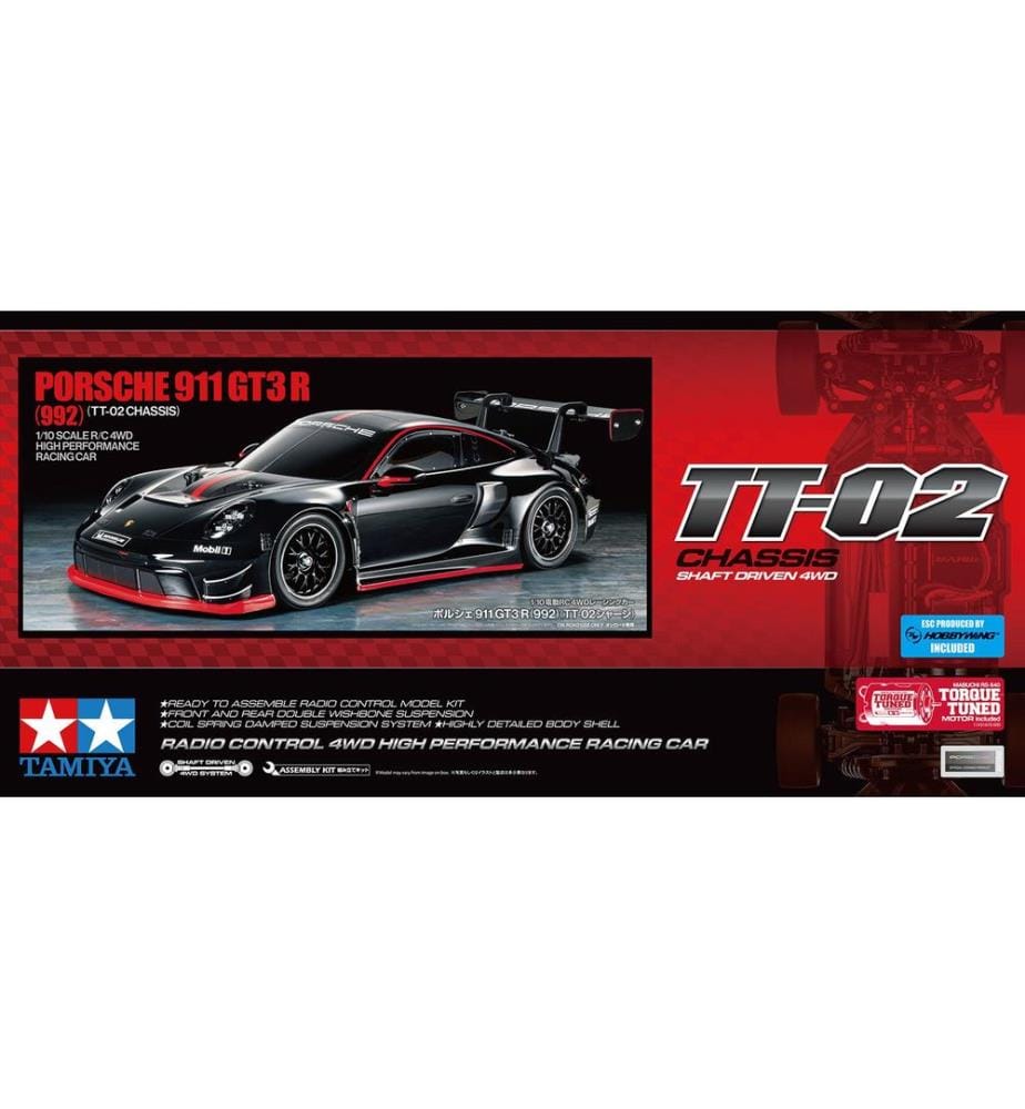 TAMIYA - Porsche 911 GT3 R 992 Kit de construction, 1:10, 4WD, TT-02