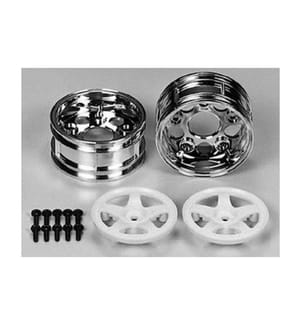 TAMIYA - Jantes 5 branches, en deux parties, 26 mm, blanc 2 pièces, 1:10
