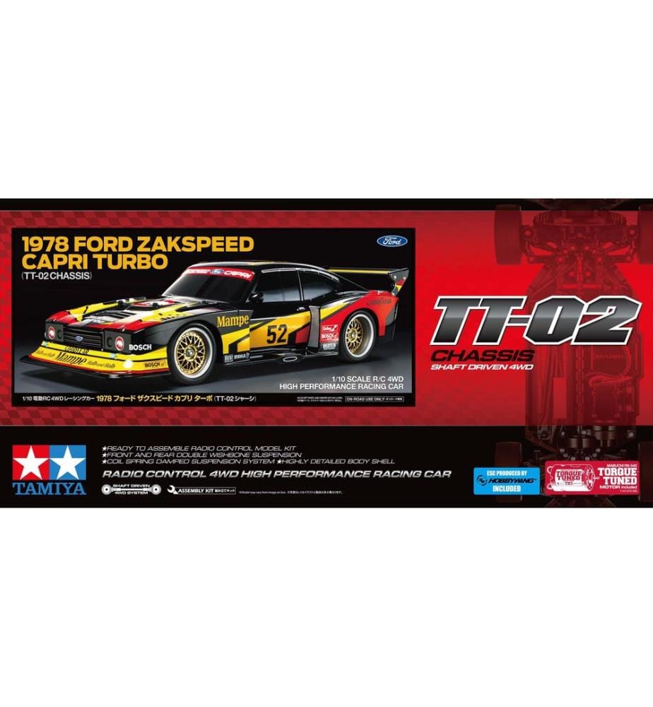 TAMIYA - Voiture de course Ford Zakspeed Capri Turbo 1978 Kit de construction, 1:10