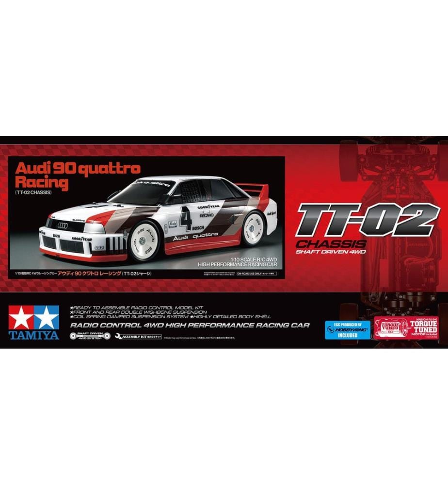 TAMIYA - Audi 90 quattro Racing Kit de construction, 1:10, 4WD, TT-02