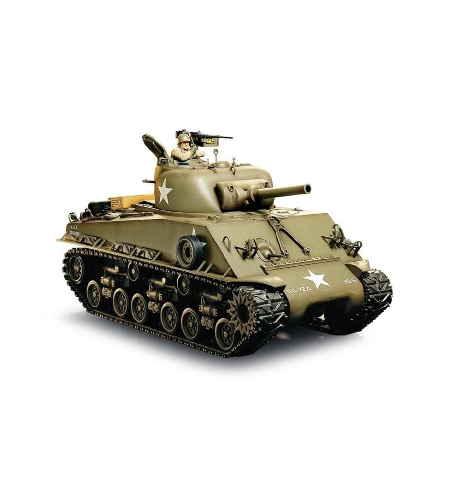 TAMIYA - Tank M4 Sherman 105 mm Howitzer Full-Option Kit de construction, 1:16