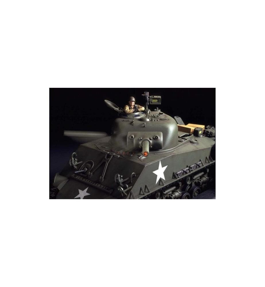 TAMIYA - Tank M4 Sherman 105 mm Howitzer Full-Option Kit de construction, 1:16