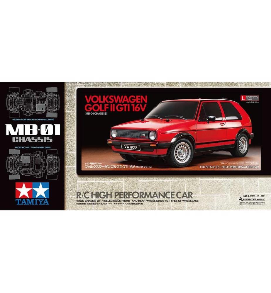 TAMIYA - VW Golf II GTI 16 V Bausatz, 1:10, RWD/FWD, MB-01