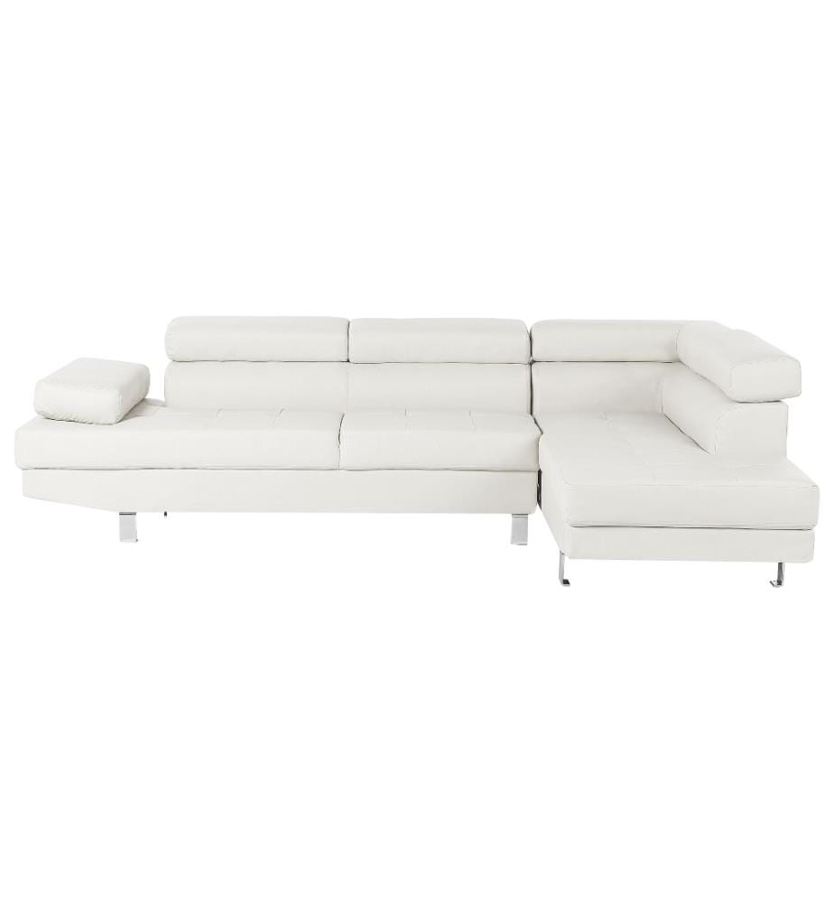 Ecksofa 5-Sitzer NORREA Kunstleder Weiss linksseitig