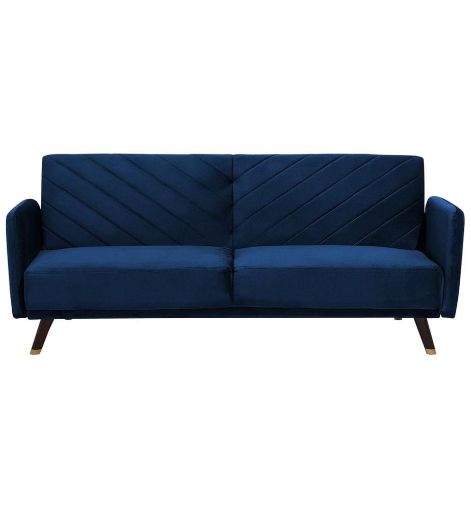 Schlafsofa 3-Sitzer SENJA Samtstoff Marineblau
