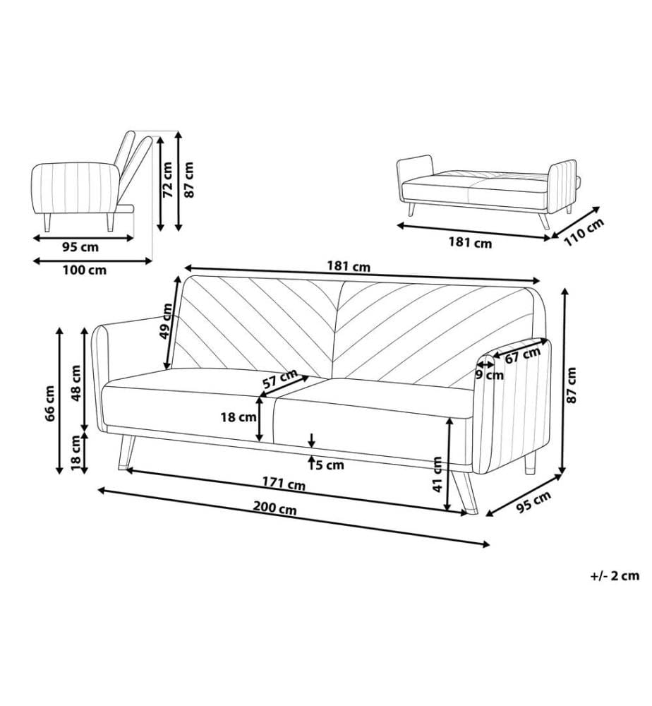Schlafsofa 3-Sitzer SENJA Samtstoff Smaragdgrün