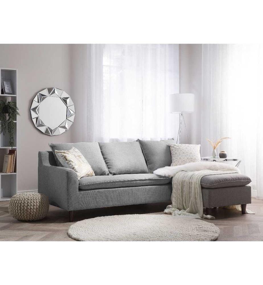Corner Sofa 3 Seater ELVENES Fabric Light Grey Left Hand